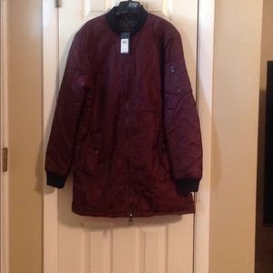 Guess men's satin long bomber jacket/ coat Sz: M